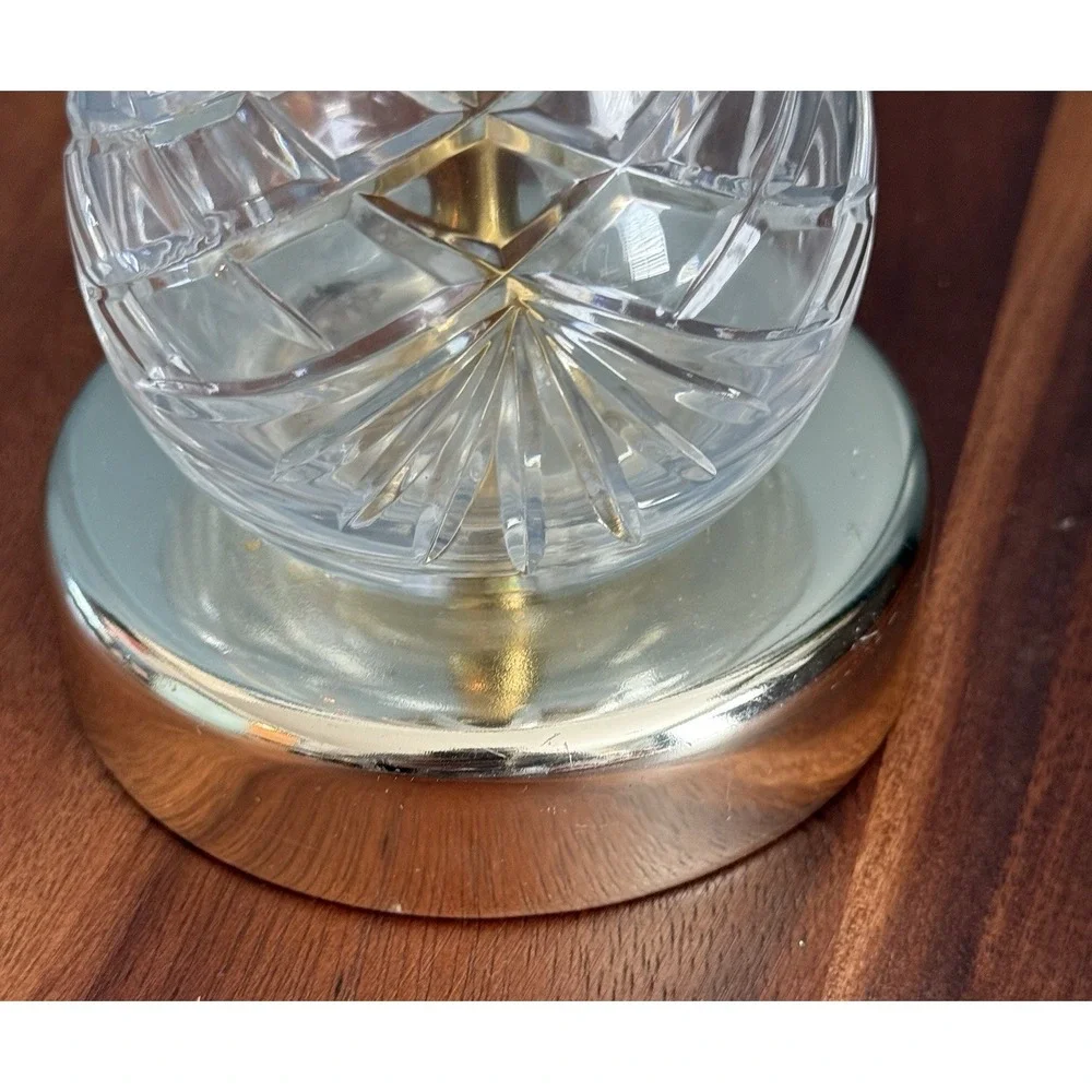 Vintage Cut Glass‎ Accent Lamp Brass-Plated Base 9.5
